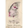 n°27284 - Noël - Fröhliche Weihnachten - Fillette se protégeant de la neige sous un parapluie