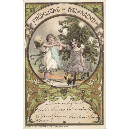 n°27285 - Noël - Fröhliche Weihnachten - Enfants dansant près d'un sapin
