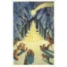 n°27287 - Noël - Animaux de la forêt admirant un sapin illuminé au milieu des arbres - Ecureuil - Squirel