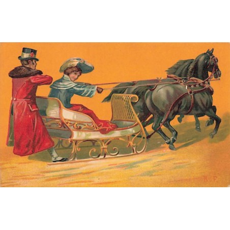 n°27299 - Fantaisie- BvF - Femme conduisant un traîneau