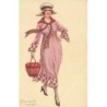 n°27305 - Illustrateur - S. Bompard - Jeune femme portant un panier rempli de pommes