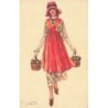n°27307 - Illustrateur - S. Bompard - Jeune femme portant deux paniers remplis de poires
