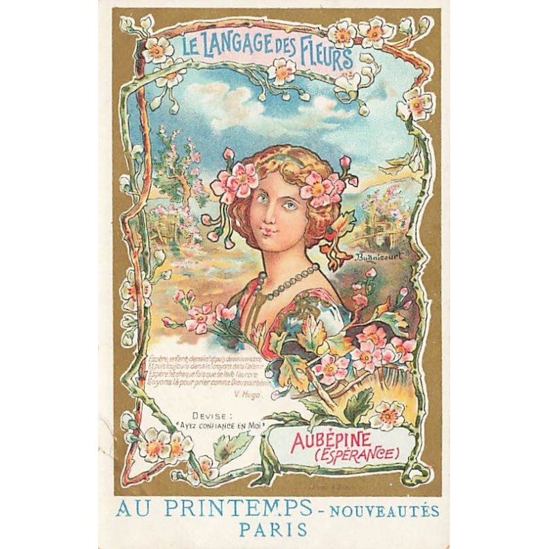 n°27314 - Au Printemps Nouveautés - Le Langage des Fleurs - Aubépine (Espérance) - Art Nouveau