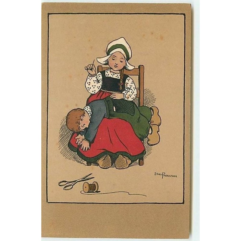 n°10316 - Carte Illustrateur - Ethel Parkinson - Jeunes Hollandais : racommodage