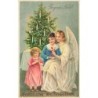 n°27335 - Carte Gaufrée - MSIB 15319 - Joyeux Noël - Ange Gardien avec des enfants près d'un sapin