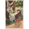 n°27339 - Noël - Veselé Vanoce - Ange Gardien tenant une poupée, et veillant sur un bébé endormi