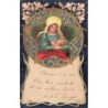 n°27341 - Carte Gaufrée - Noël - Femme veillant sur un bébé dans ses bras - Nativité