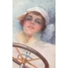 n°27353 - Illustrateur - C. Monestier - Jeune femme souriante au volant d'une voiture