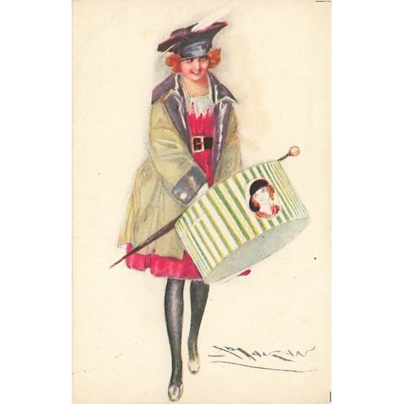 n°27356 - Illustrateur - L.A. Mauzan - Jeune femme portant une boite à chapeau