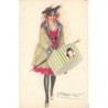 n°27356 - Illustrateur - L.A. Mauzan - Jeune femme portant une boite à chapeau