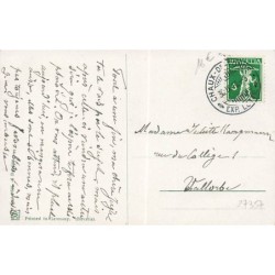 n°27357 - Schröpler - Animaux habillés - Couple de chats veillant sur leur petit dans un berceau