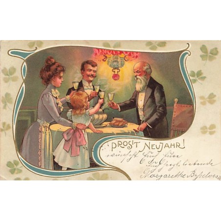 n°27361 - Nouvel An - Prosit Neujahr - Une famille trinquant
