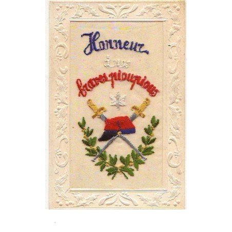 n°13054 - Carte Brodée - Honneur à nos braves pioupious