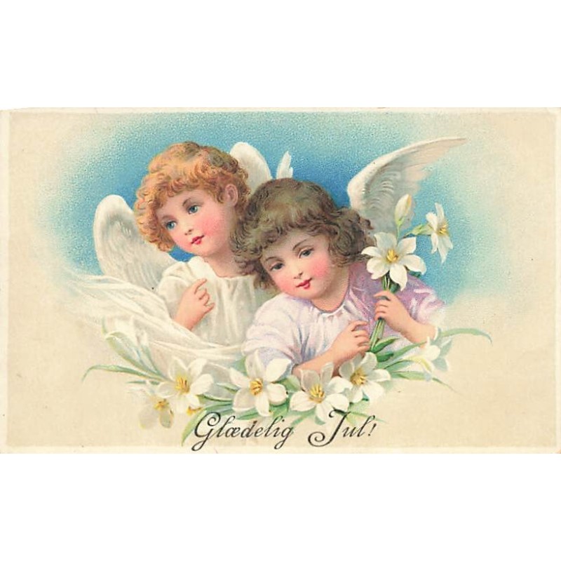 n°27384 - Pâques - Gloedelig Jul - Anges avec des fleurs