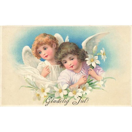 n°27384 - Pâques - Gloedelig Jul - Anges avec des fleurs