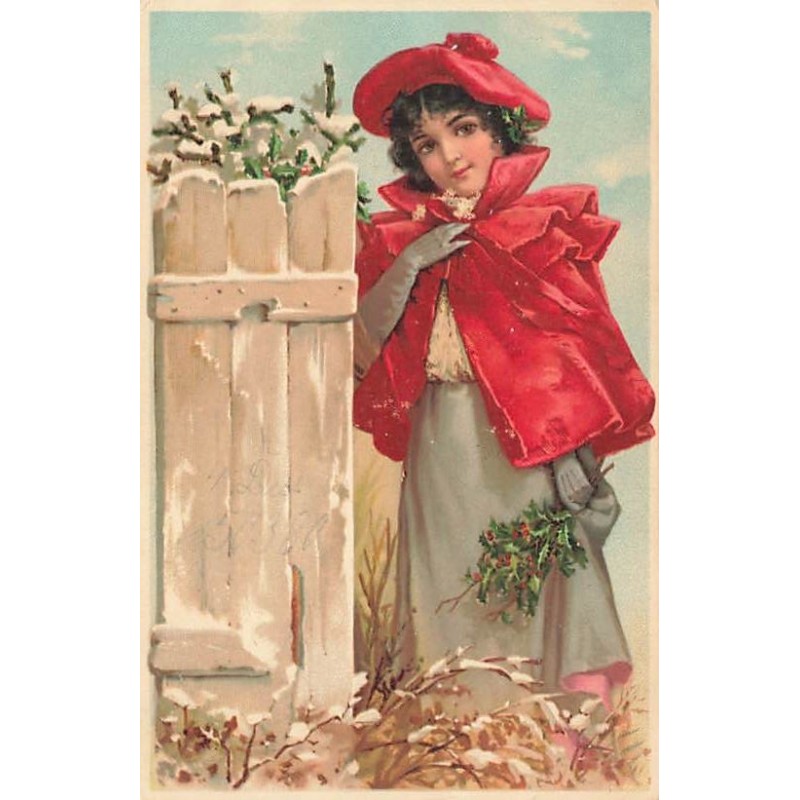 n°27387 - Fantaisie - Jeune fille tenant du gui