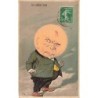 n°27390 - Carte Gaufrée - Surréalisme - La pleine lune - Homme avec une tête en forme de lune