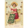 n°27392 - Carte Gaufrée - Anniversaire - Jeune fille avec des billets