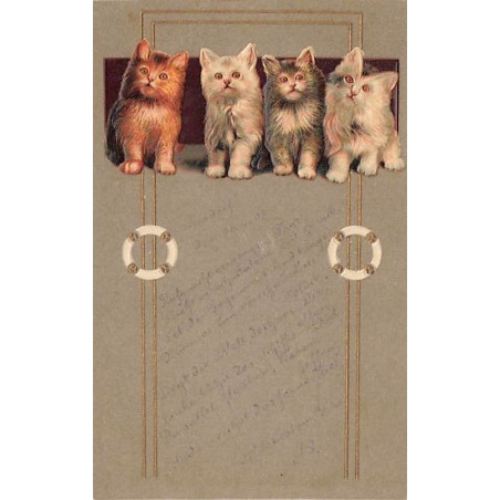 n°27395 - Carte Gaufrée - Animaux - Chats - Quatre chatons