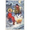 n°27397 - Fantaisie - V. Drasar - Femme et Ange autour d'un feu de bois