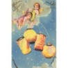 n°27400 - Carte Gaufrée - Serie 3635 - Deux angelot s portant des lampions