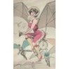 n°27403 - Illustrateur F. Gareis - Jeune femme en tenue légère sur un vélo avec des ailes, suivie par des hommes
