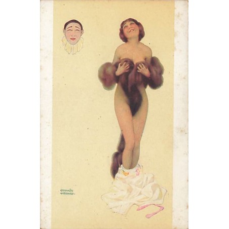 n°27405 - Illustrateur R. Kirchner - La Luxure - Les Péchés Capitaux - Jeune femme en tenue légère et Pierrot