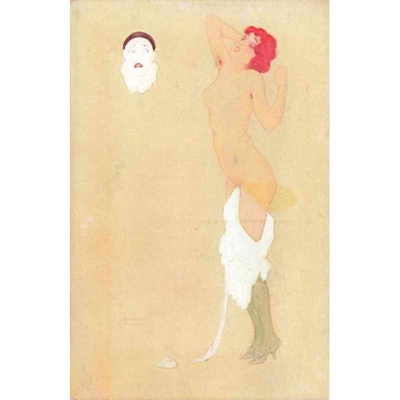 n°27406 - Illustrateur R. Kirchner - La Paresse - Les Péchés Capitaux - Jeune femme en tenue légère et Pierrot
