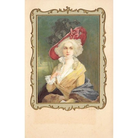 n°27407 - Illustrateur MSM - Portrait d'une jeune femme dans un cadre style victorien