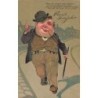 n°27413 - Carte Gaufrée - 6895 - Prosit Neujahr - Homme marchant dans une rue