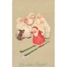 n°27418 - Nouvel An - MM Vienne 547 - Enfants avec un teckel se moquant d'une petite-fille sur des skis