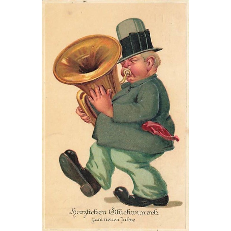 n°27420 - Carte Gaufrée - MSIB n°14809 - Nouvel An - Homme jouant du tuba
