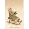 n°27430 - Noël - Fröhliche Weihnachten - Jeune fille sur une luge