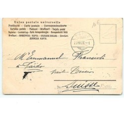 n°13086 - Carte Gaufrée - Ange montrant un sapin
