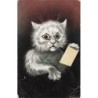 n°27457 - Illustrateur - Ellam - Chat faisant la tête tenant un  papier - Carte vendue en l'état