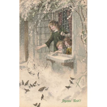 n°27465 - MM Vienne 330 - Joyeux Noël - Enfants donnant à manger à des oiseaux sous la neige