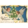 n°27473 - Carte Gaufrée - Noël - Ein Frohes Weihnachtsfest - Anges décorant un sapin