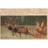 n°27476 - Noël - Illustrateur Mailick - Ange et Père Noël dans un traîneau tiré par des cerfs