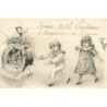 n°27484 - Carte Gaufrée - Fantaisie - Enfants cherchant des lièvres