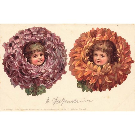 n°27485 - Fantaisie - Stroefer's - Têtes d'enfants au milieu de fleurs