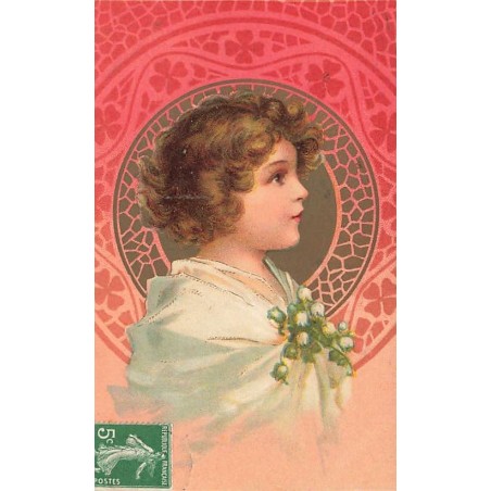 n°27491 - Fantaisie - Clapsaddle - Fillette avec du muguet