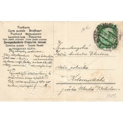 n°27495 - Carte Gaufrée - Fantaisie - At zije Anna - Ange jouant de la mandoline près de deux coeurs