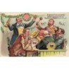 n°27497 - Carte Gaufrée - Fantaisie - Hoch Hoch Hoch - Hommes attablés jouant de la musique