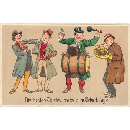 n°27498 - Carte Gaufrée - Fantaisie - Hommes jouant de la musique