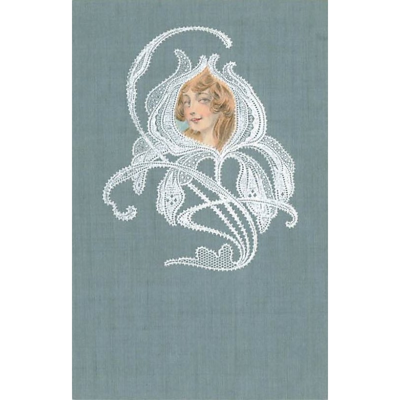n°27507 - Fantaisie - Art Nouveau - Portrait d'une femme dans une fleur en dentelle