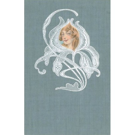 n°27507 - Fantaisie - Art Nouveau - Portrait d'une femme dans une fleur en dentelle