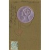 n°27510 - Carte Gaufrée - Fantaisie - Art Nouveau - Femme de profil dans un médaillon