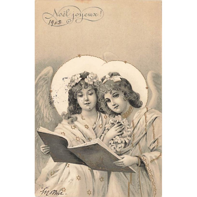 n°27532 - Noël Joyeux - Deux Anges lisant