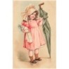 n°27535 - Carte Gaufrée - Fantaisie - Clapsaddle - Fillette tenant une poupée et un parapluie