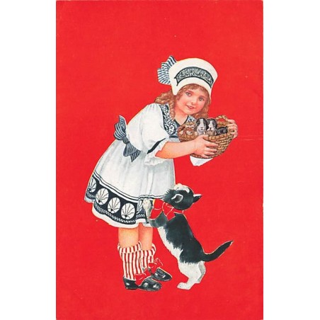 n°27544 - Illustrateur H. Schickler - Les Camerades - Fillette avec un chat